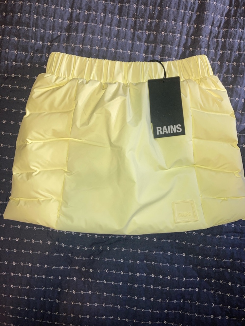 RAINS Lemon Yellow Quilted Mini Skirt